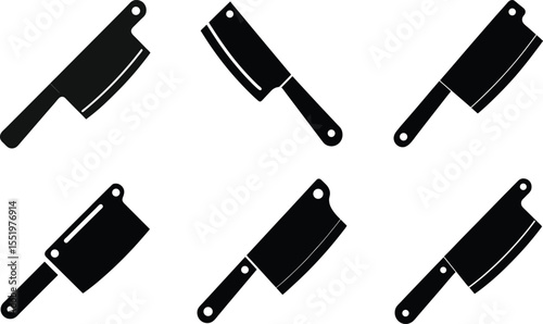 Cleaver Silhouette Vector icon Set