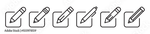 Edit icon set. Notepad edit document with pencil and pen icon.  sign up icon. Business concept note edit pictogram. Vector illustration.