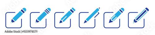 Edit icon set. Notepad edit document with pencil and pen icon.  sign up icon. Business concept note edit pictogram. Vector illustration.