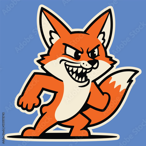 confident fox mascot sticker