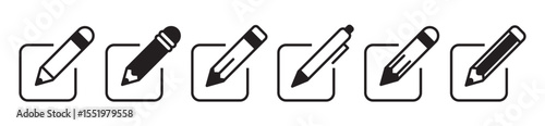 Edit icon set. Notepad edit document with pencil and pen icon.  sign up icon. Business concept note edit pictogram. Vector illustration.