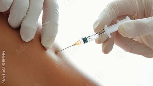 Doctor administering injection to patient's knee in modern medical procedure with hyperrealistic detail