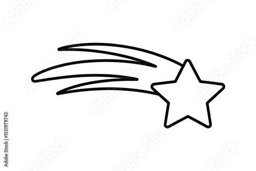 Simple Line Drawing of a Shooting Star with a Trail