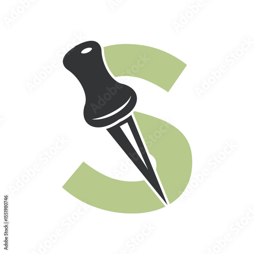Initial Drawing Pin Logo combine with letter S vector template