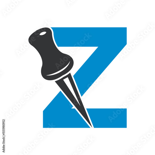 Initial Drawing Pin Logo combine with letter Z vector template