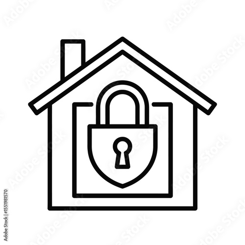 Home Security Icon House with Padlock Symbolizing Protection and Safety