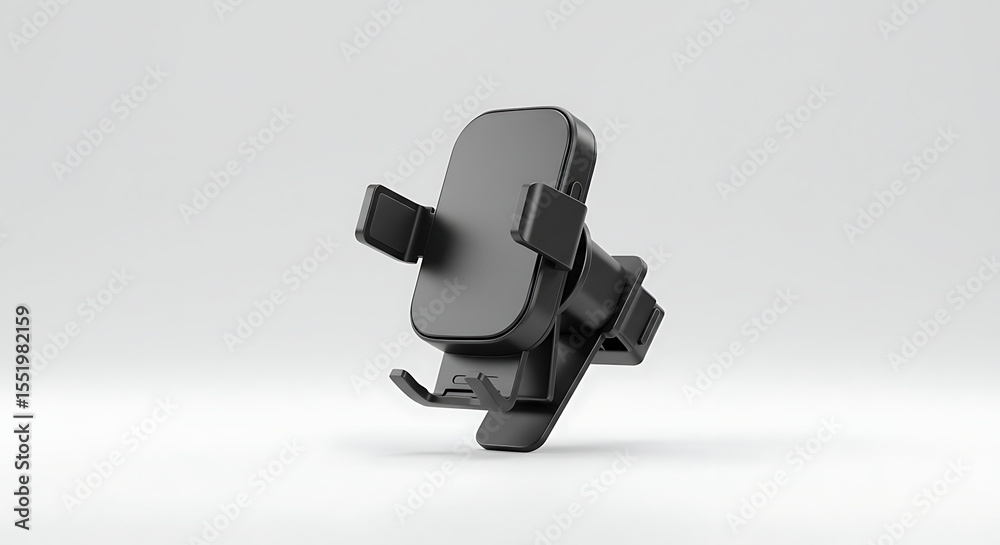 Naklejka premium Sleek, minimalist design of a state-of-the-art car phone holder, a perfect blend of form and functionality. A symbol of convenience, offering a secure, hands-free experience while driving.