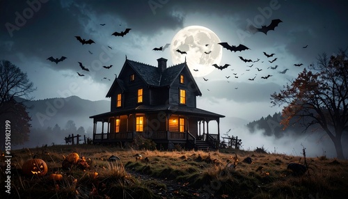 halloween background with haunted house