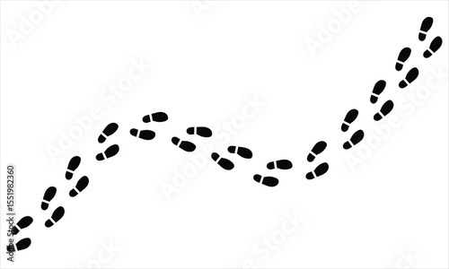 Curved Footprint Trail Vector on White Background – Minimalist Walking Path Concept