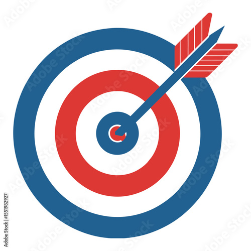 Flat Target Icon with Dart – Marketing Goal and Strategy Concept

