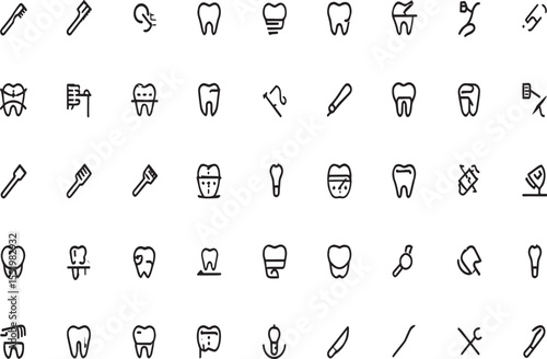 Dental Icon Set Vector Illustrations for Dentistry