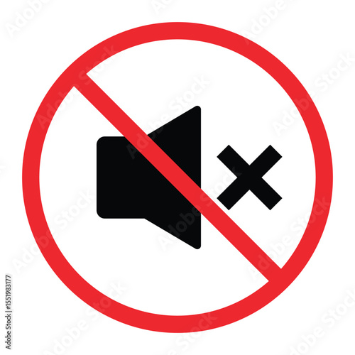 No Sound and Mute Icons Vector Set – Volume On, Off, Allowed, and Prohibited Symbols in Line Style, vector illustration.