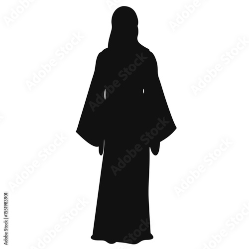 Woman in Abaya Silhouette, Black and White