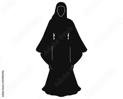 Black Silhouette of Woman in Abaya Dress