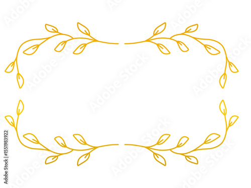 Rectangular gold hand-drawn leaf border