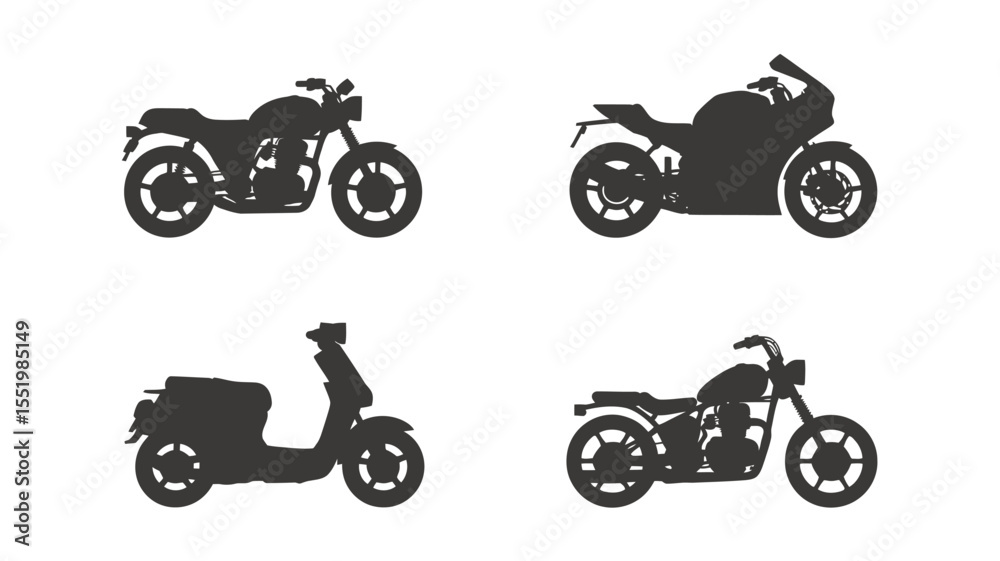 Obraz premium Collection of Classic and Modern Motorcycle Silhouettes Perfect for Design Projects