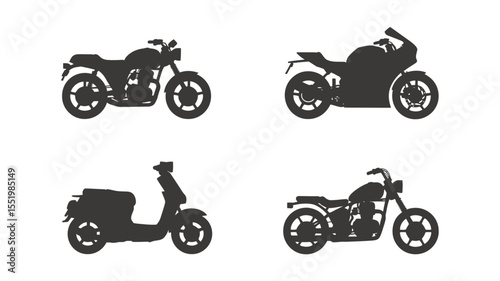 Collection of Classic and Modern Motorcycle Silhouettes  Perfect for Design Projects
