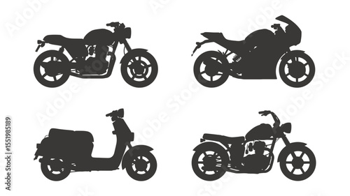Motorcycle Silhouettes Classic, Sportbike, Scooter, Cruiser Designs