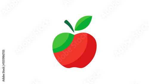 Fresh Red Apple Fruit Icon Minimalist Vector Graphic Design