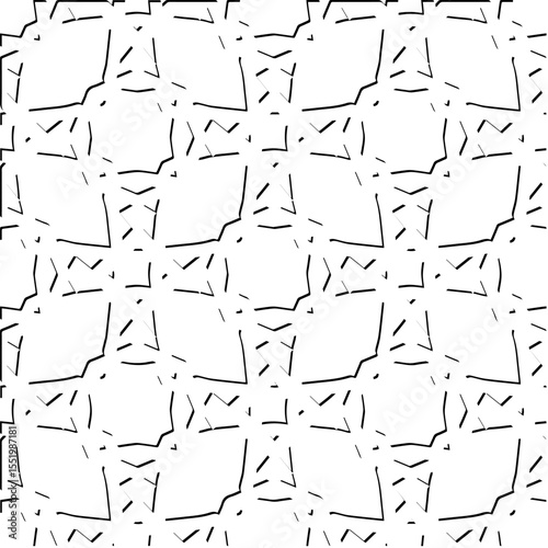  3d relief tiles.
Vector pattern with symmetrical elements . Modern stylish abstract texture. Repeating tiles from striped elements. Black and white pattern.