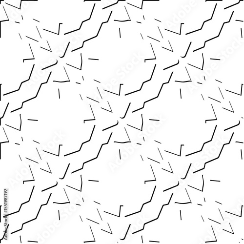  3d relief tiles.
Vector pattern with symmetrical elements . Modern stylish abstract texture. Repeating tiles from striped elements. Black and white pattern.