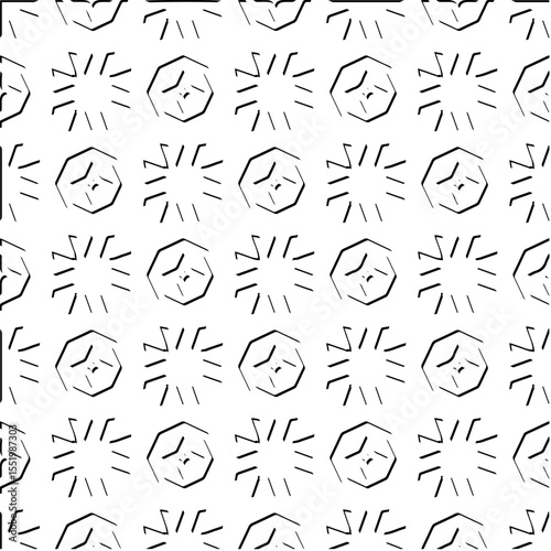  3d relief tiles.
Vector pattern with symmetrical elements . Modern stylish abstract texture. Repeating tiles from striped elements. Black and white pattern.