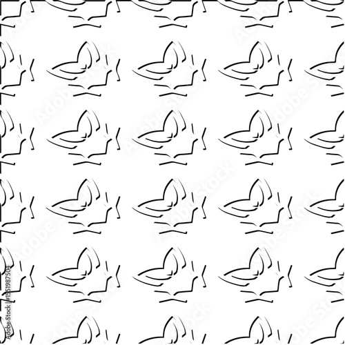  3d relief tiles.
Vector pattern with symmetrical elements . Modern stylish abstract texture. Repeating tiles from striped elements. Black and white pattern.