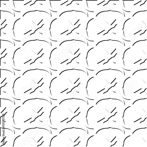  3d relief tiles.
Vector pattern with symmetrical elements . Modern stylish abstract texture. Repeating tiles from striped elements. Black and white pattern.