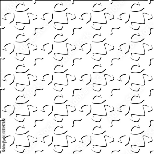  3d relief tiles.
Vector pattern with symmetrical elements . Modern stylish abstract texture. Repeating tiles from striped elements. Black and white pattern.