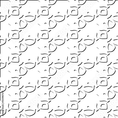  3d relief tiles.
Vector pattern with symmetrical elements . Modern stylish abstract texture. Repeating tiles from striped elements. Black and white pattern.