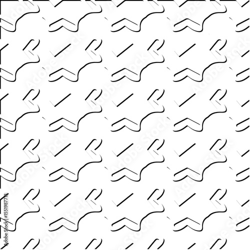  3d relief tiles.
Vector pattern with symmetrical elements . Modern stylish abstract texture. Repeating tiles from striped elements. Black and white pattern.