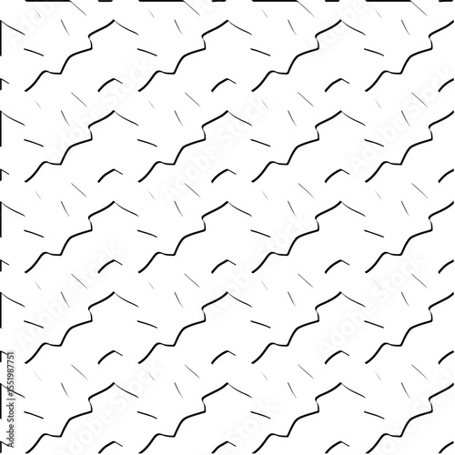  3d relief tiles.
Vector pattern with symmetrical elements . Modern stylish abstract texture. Repeating tiles from striped elements. Black and white pattern.