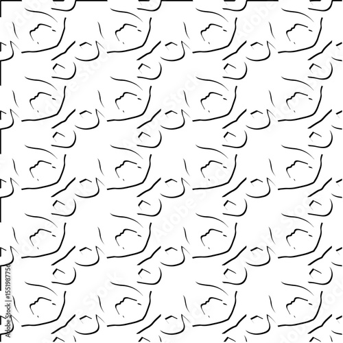  3d relief tiles.
Vector pattern with symmetrical elements . Modern stylish abstract texture. Repeating tiles from striped elements. Black and white pattern.