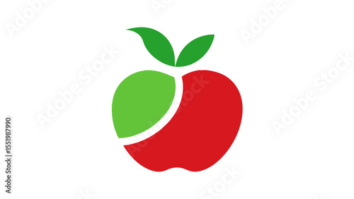 Modern Minimalist Apple Fruit Logo Design Red and Green Icon