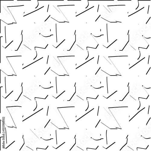  3d relief tiles.
Vector pattern with symmetrical elements . Modern stylish abstract texture. Repeating tiles from striped elements. Black and white pattern.