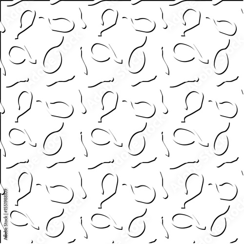  3d relief tiles.
Vector pattern with symmetrical elements . Modern stylish abstract texture. Repeating tiles from striped elements. Black and white pattern.