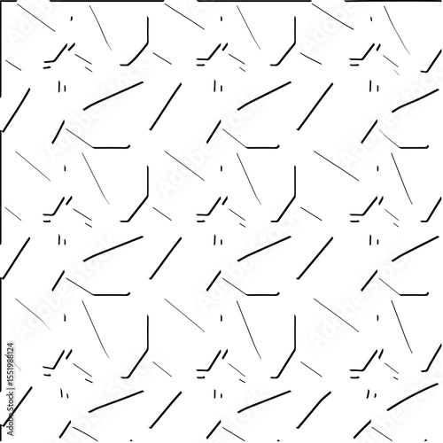  3d relief tiles.
Vector pattern with symmetrical elements . Modern stylish abstract texture. Repeating tiles from striped elements. Black and white pattern.