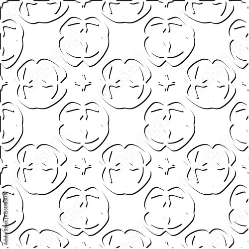  3d relief tiles.
Vector pattern with symmetrical elements . Modern stylish abstract texture. Repeating tiles from striped elements. Black and white pattern.