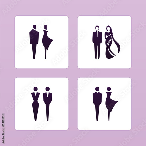 Elegant Luxury Male and Female Icon – Gold Line Art Avatar for Premium Branding