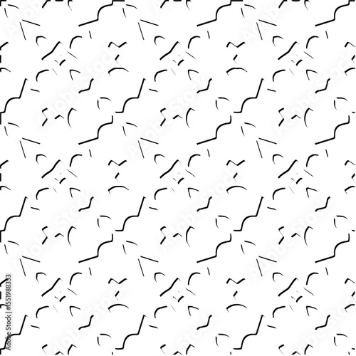  3d relief tiles.
Vector pattern with symmetrical elements . Modern stylish abstract texture. Repeating tiles from striped elements. Black and white pattern.