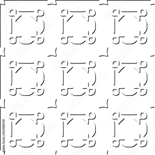  3d relief tiles.
Vector pattern with symmetrical elements . Modern stylish abstract texture. Repeating tiles from striped elements. Black and white pattern.