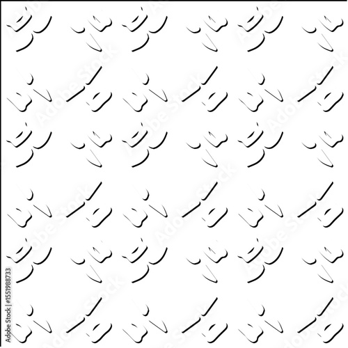  3d relief tiles.
Vector pattern with symmetrical elements . Modern stylish abstract texture. Repeating tiles from striped elements. Black and white pattern.