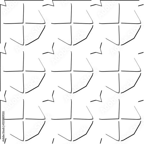  3d relief tiles.
Vector pattern with symmetrical elements . Modern stylish abstract texture. Repeating tiles from striped elements. Black and white pattern.