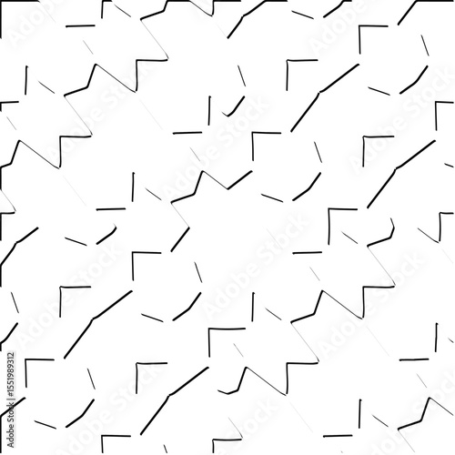  3d relief tiles.
Vector pattern with symmetrical elements . Modern stylish abstract texture. Repeating tiles from striped elements. Black and white pattern.