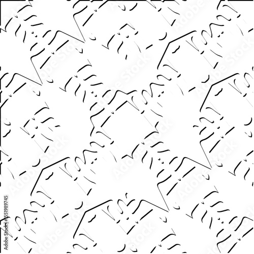 3d relief tiles.
Vector pattern with symmetrical elements . Modern stylish abstract texture. Repeating tiles from striped elements. Black and white pattern.