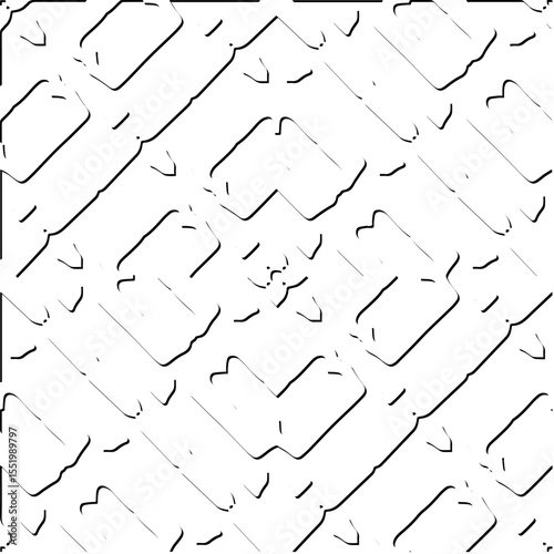 3d relief tiles.
Vector pattern with symmetrical elements . Modern stylish abstract texture. Repeating tiles from striped elements. Black and white pattern.