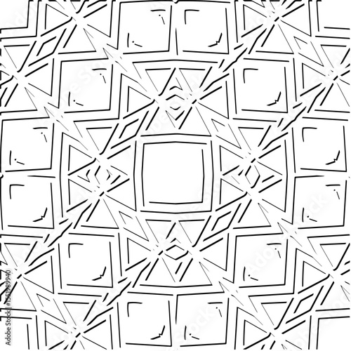 3d relief tiles.
Vector pattern with symmetrical elements . Modern stylish abstract texture. Repeating tiles from striped elements. Black and white pattern.