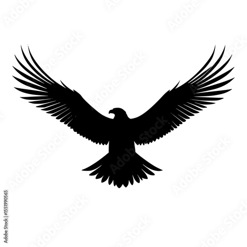 Silhouette of a flying eagle with wings fully spread