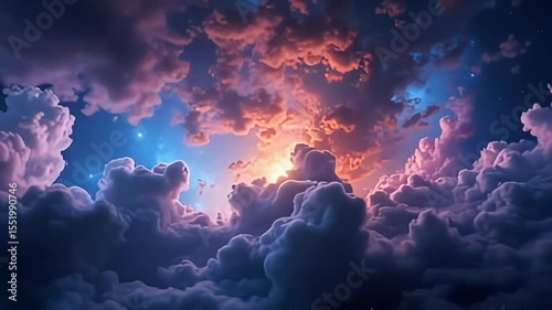 Majestic Sunset Cloudscape Dramatic Sky Night Starscape Peaceful Atmosphere Dreamy Colors Celestial Beauty