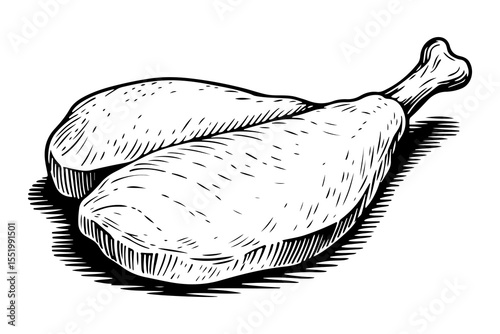 Chicken vector engraving style illustration